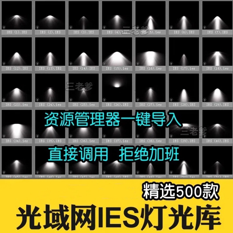 ies灯光文件3d灯光集3dmax光域网 3d模型灯光参数资源管理器素材-大怪兽分享