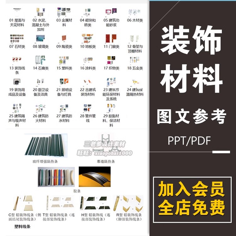 建筑装饰材料图库工程地产装修材料 施工工艺参考PPT图文设计素材-大怪兽分享
