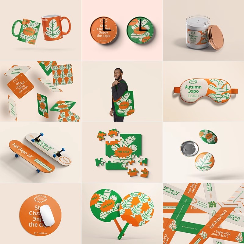 51款毕设作品文创品牌产品vi提案效果展示贴图样机整套PS素材模板-大怪兽分享