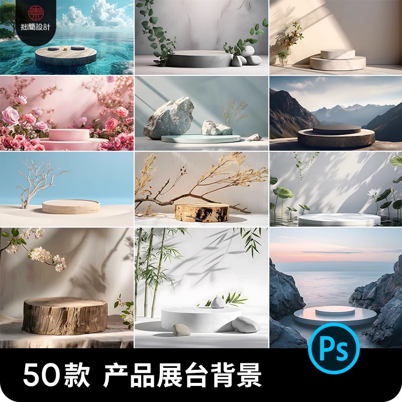 高级感C4D风格电商淘宝主图产品展台海报背景图片PSD设计素材模板-大怪兽分享