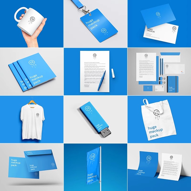 YJ-298学校幼儿园培训教育VI提案logo智能贴图样机PSD设计素材-大怪兽分享