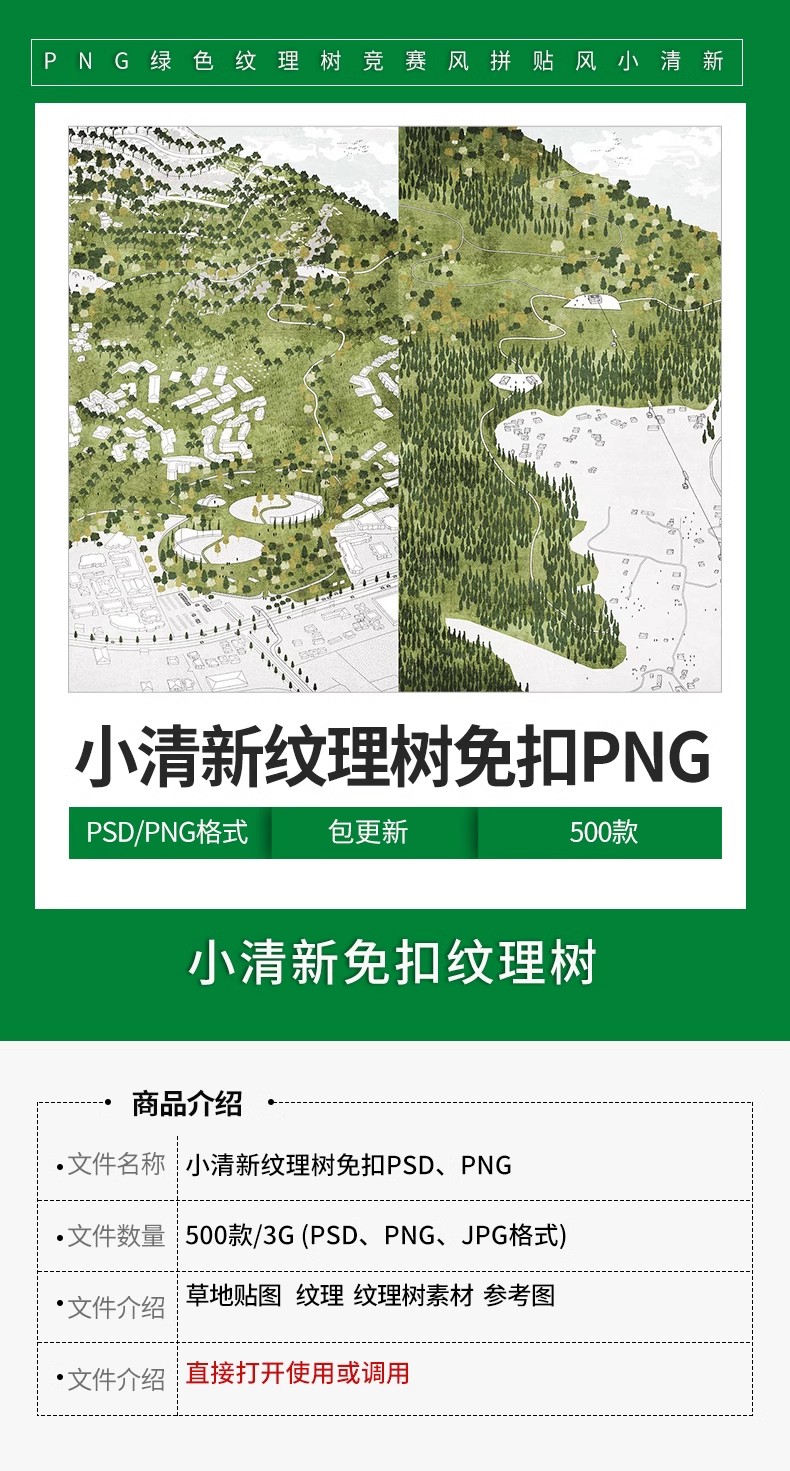 图片[2]-绿色纹理树PS素材竞赛风拼贴风小清新简约绿地鸟瞰轴测PSD文件PNG-大怪兽分享