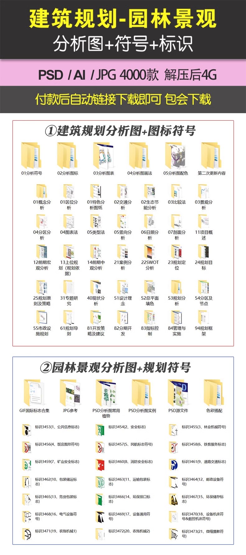 园林景观规划符号建筑学分析图ps方案AI建筑设计图标PSD分层素材-大怪兽分享