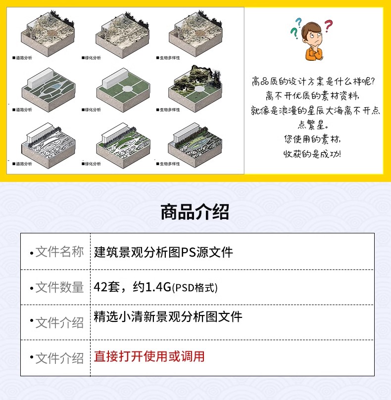 图片[2]-PS小清新插画风建筑景观现场地空间人群小场景剖面分析图PSD素材-大怪兽分享