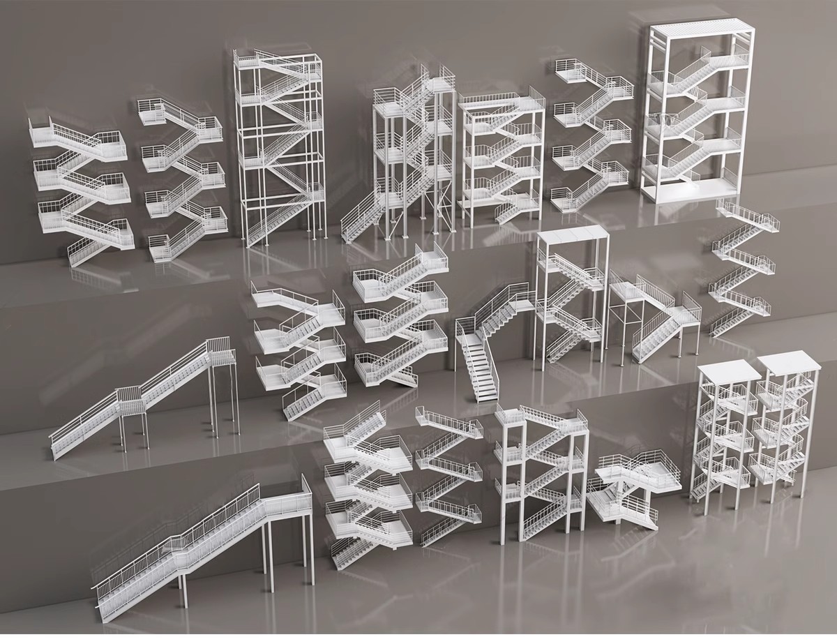 图片[4]-户外钢结构楼梯SU模型建筑工地安全爬梯设计sketchup草图大师素材-大怪兽分享