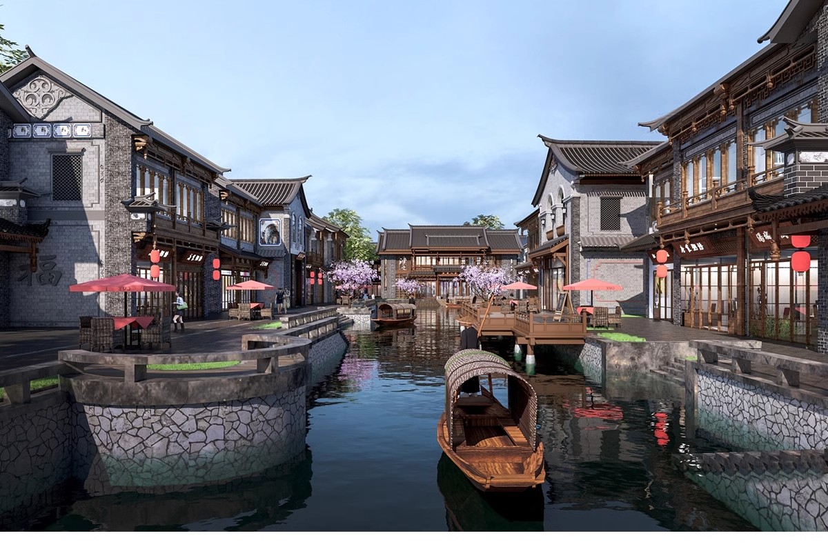 图片[4]-草图大师中式商业街古镇仿古风情步行街古建小镇旅游度假区SU模型-大怪兽分享