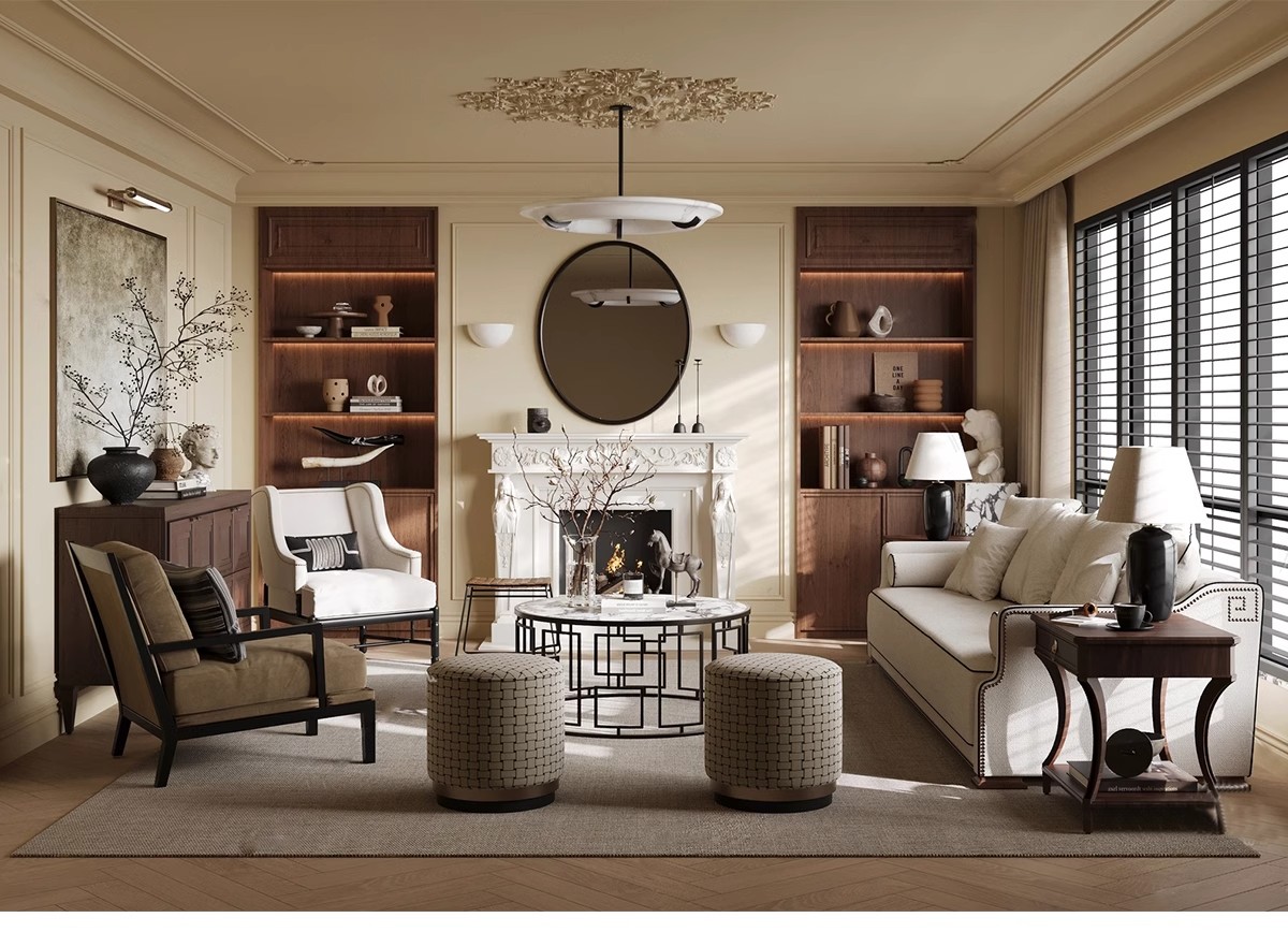 图片[4]-现代中古风家装家具客厅餐厅su模型复古风室内装饰工业风草图大师-大怪兽分享