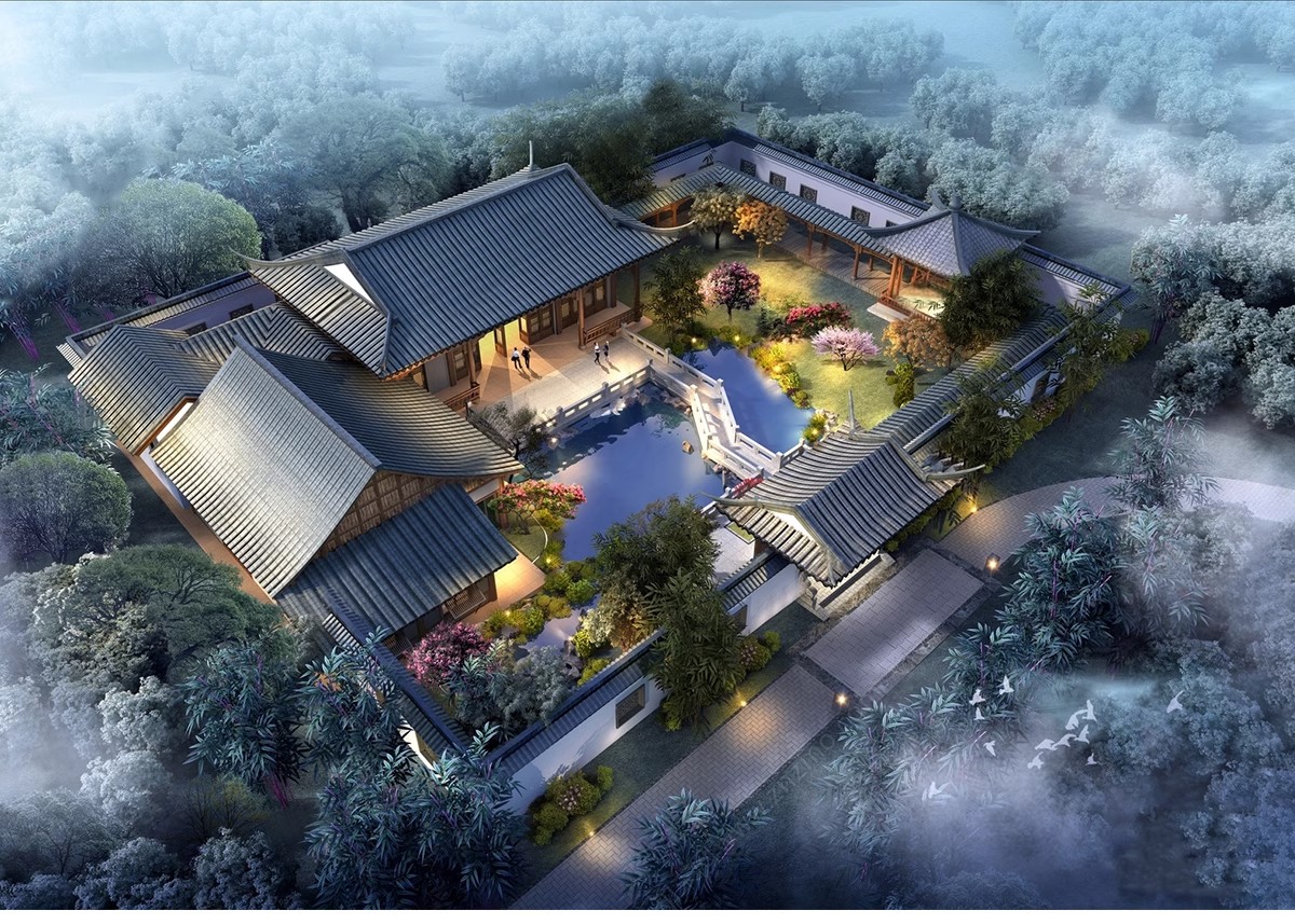 图片[4]-美丽乡村新中式徽派民宿民居民房别墅四合院建筑草图大师SU模型库-大怪兽分享