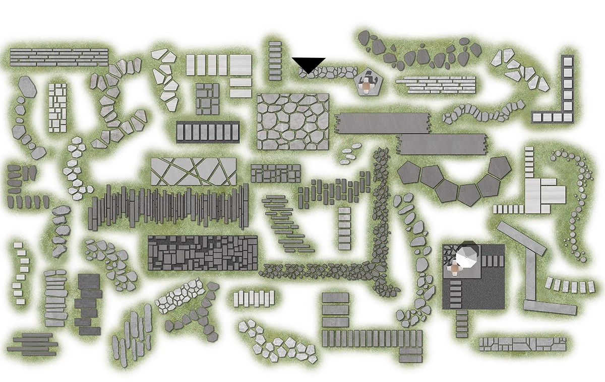 图片[4]-汀步平面彩平图psd素材公园庭院效果踏步石园林小路青石板PS拼贴-大怪兽分享