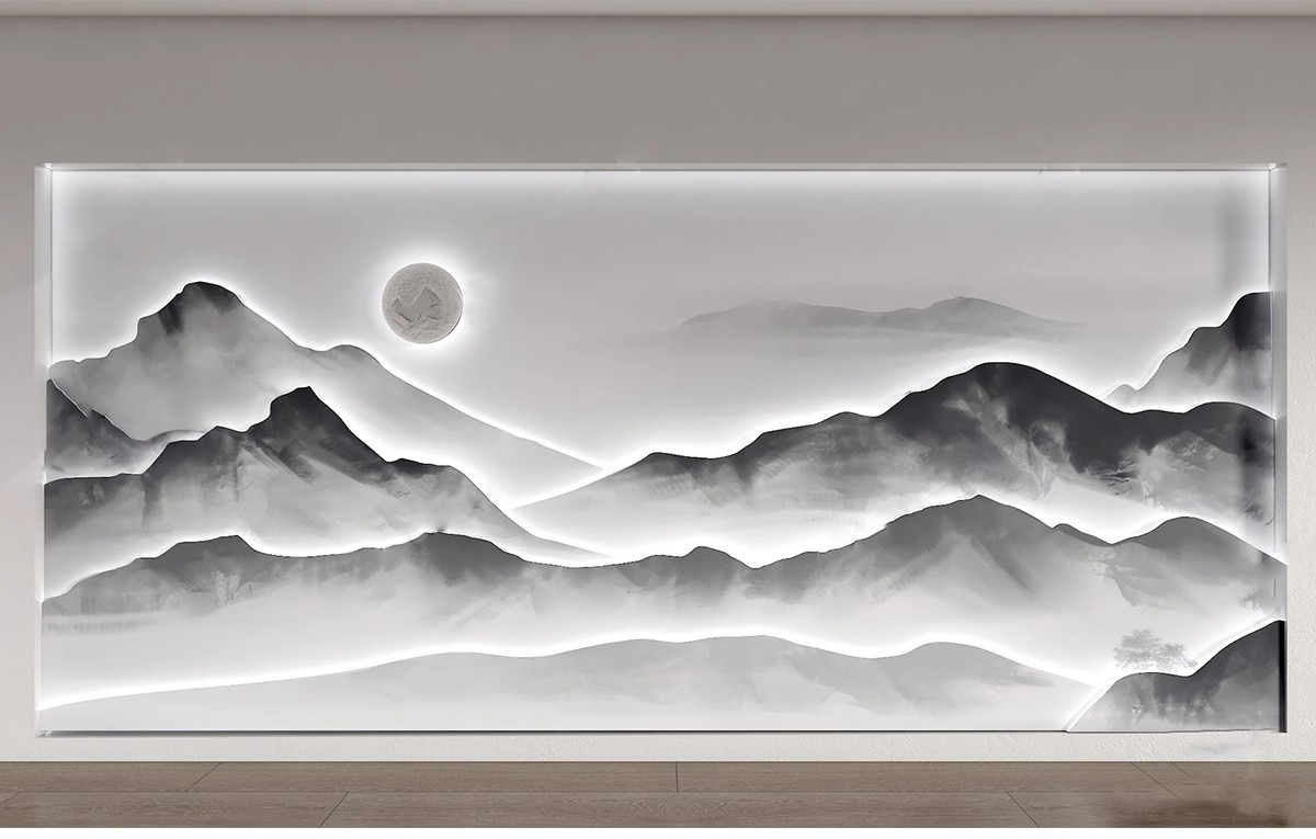 图片[4]-新中式轻奢背景墙SU模型 山水格栅云纹瓦片构件草图大师Sketchup-大怪兽分享