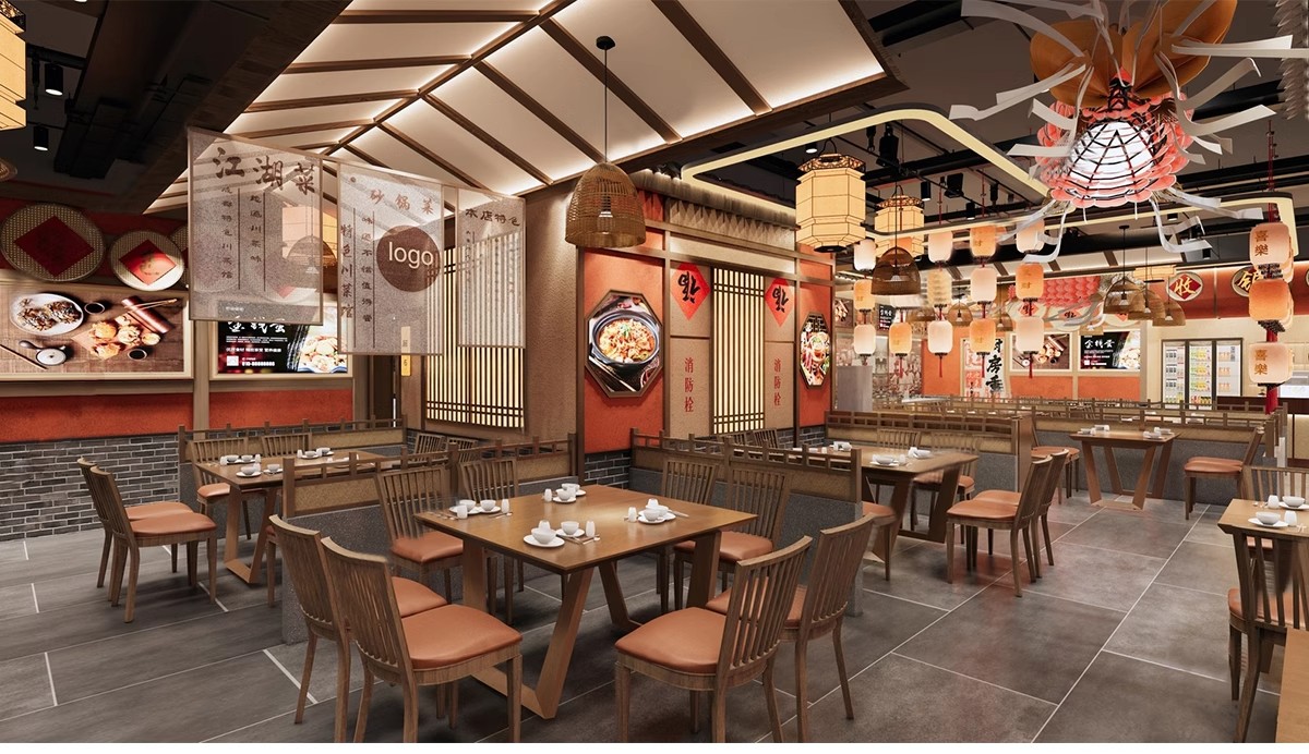 图片[4]-草图大师新中式风格餐饮店铺门头中餐厅餐馆快餐店室内设计SU模型-大怪兽分享