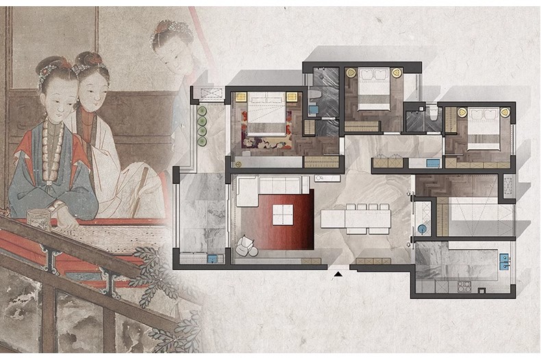 图片[4]-彩色立面平面ps彩平图PSD源文件 住宅家居布局网红风简约现代素材-大怪兽分享