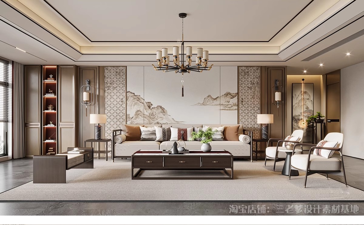 图片[4]-新中式3dmax单体家装沙发酒柜衣柜吊灯装饰挂画柜子床餐桌3d模型-大怪兽分享