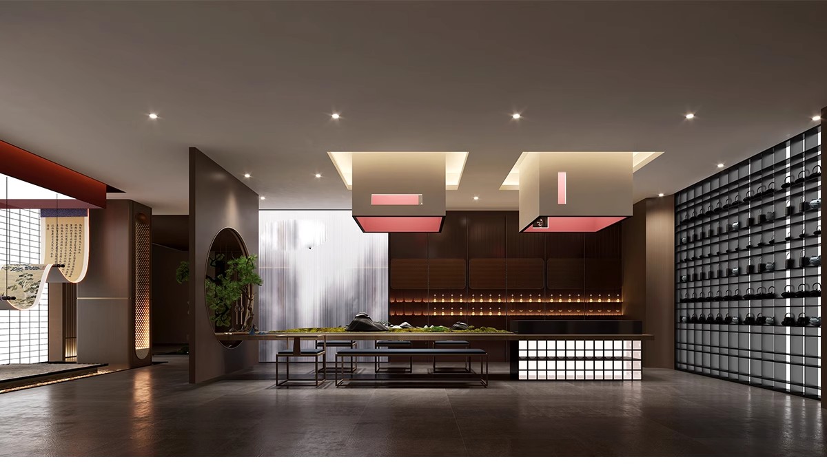 图片[4]-茶楼茶馆设计效果图现代禅意中式侘寂风室内茶室会所工装装修图片-大怪兽分享