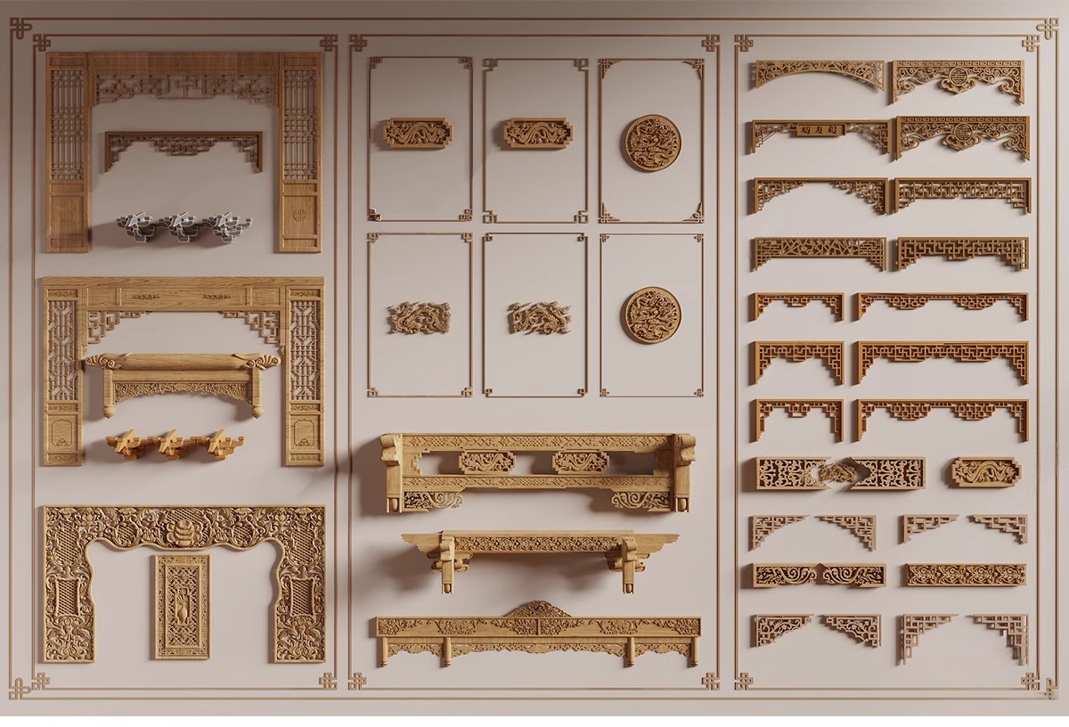 图片[4]-草图大师新中式角花角线花格窗花木雕金属镂空雕花窗镂花窗SU模型-大怪兽分享