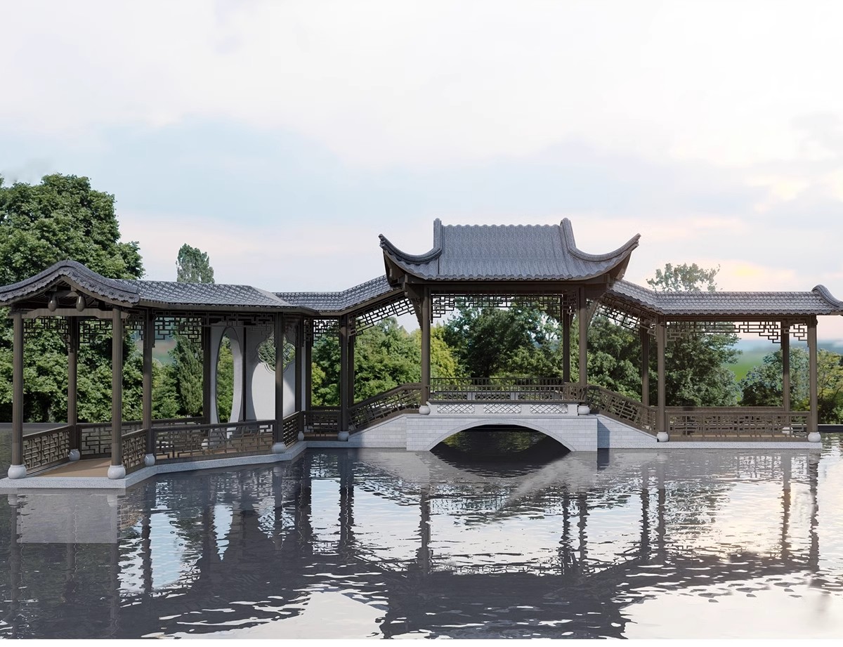 图片[4]-仿古长廊公园景区古建木廊连廊廊架亭廊景观亭子SU模型草图大师-大怪兽分享