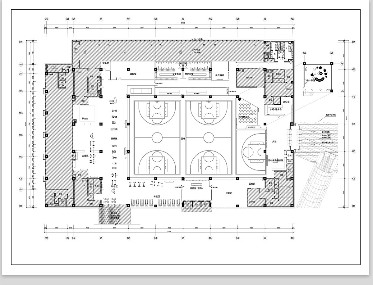 图片[4]-体育馆CAD施工图平面图篮球运动场健身中心建筑规划方案素材设计-大怪兽分享