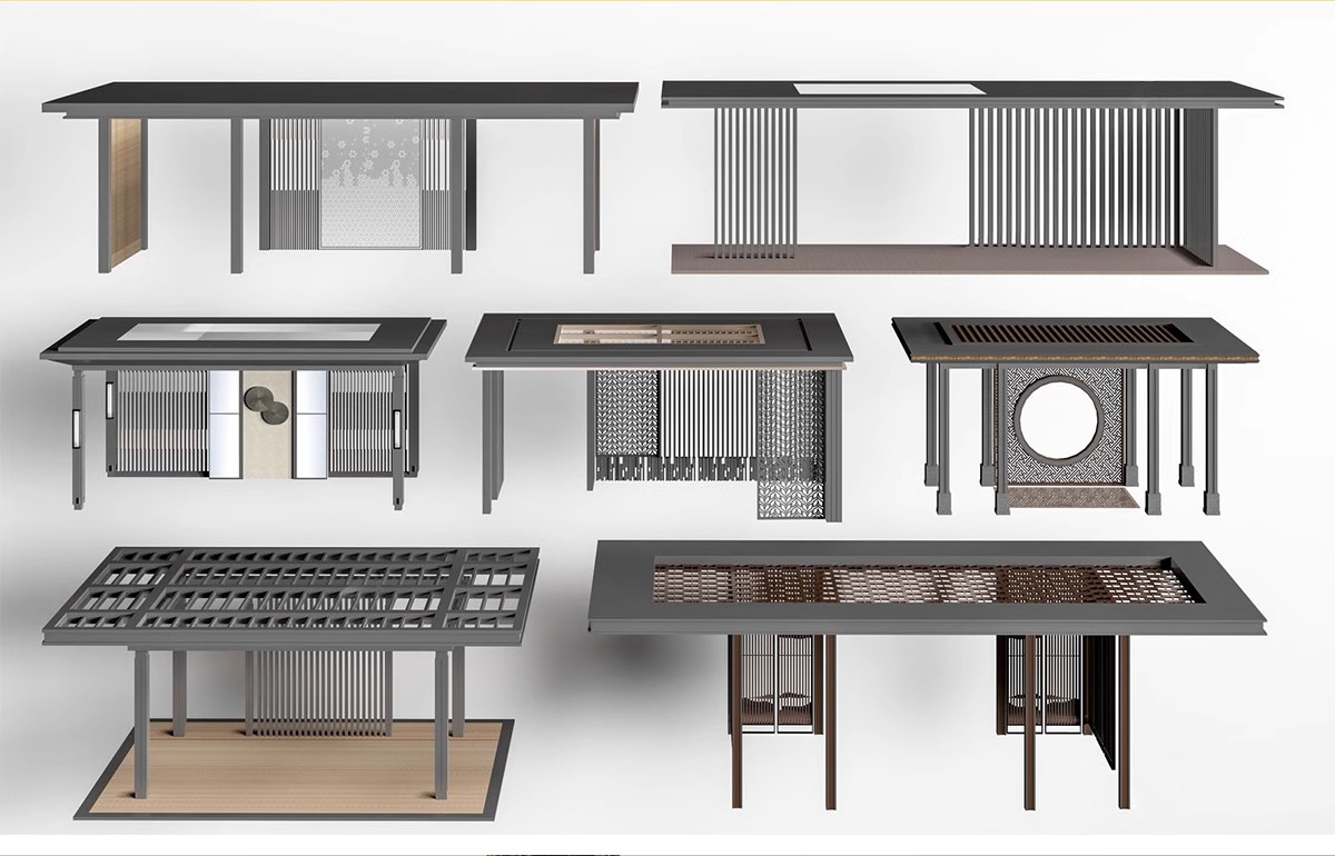 图片[4]-现代新中式庭院花园亭子会客厅铝合金景观亭铝艺休闲凉亭su模型-大怪兽分享