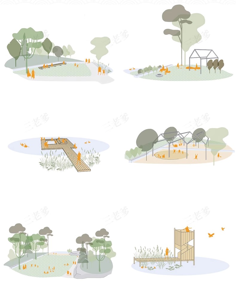 图片[4]-PS小清新插画风建筑景观现场地空间人群小场景剖面分析图PSD素材-大怪兽分享