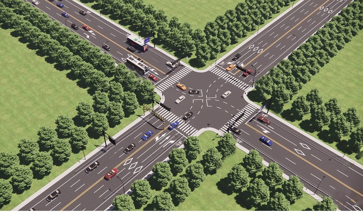 图片[5]-城市道路公路车行道斑马线地面指示线十字交通路口su模型草图大师-大怪兽分享