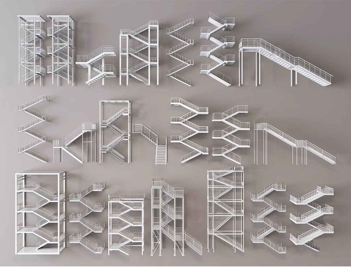 图片[5]-户外钢结构楼梯SU模型建筑工地安全爬梯设计sketchup草图大师素材-大怪兽分享