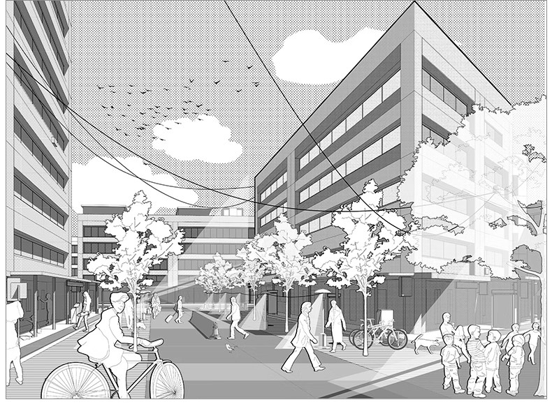 图片[5]-漫画风线稿风PS建筑线稿效果图PSD植物立面树人物分层素材SU模型-大怪兽分享