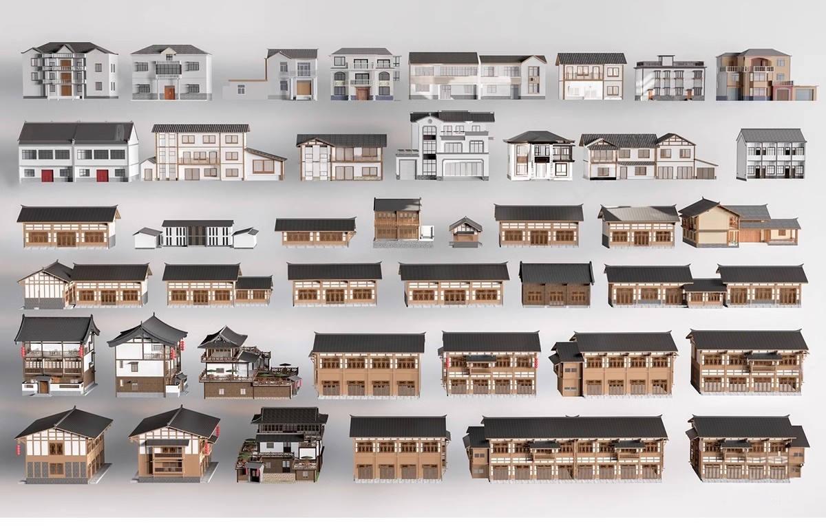 图片[5]-乡村民居美丽新农村民宿民房住宅乡镇改造新中式建筑自建房su模型-大怪兽分享