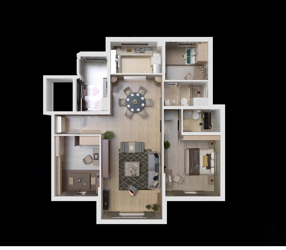 图片[14]-家装全屋整套客厅卧室厨房北欧现代新中式整体全套室内设计SU模型-大怪兽分享