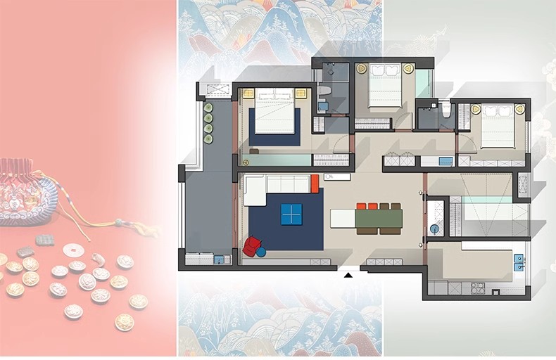 图片[5]-彩色立面平面ps彩平图PSD源文件 住宅家居布局网红风简约现代素材-大怪兽分享