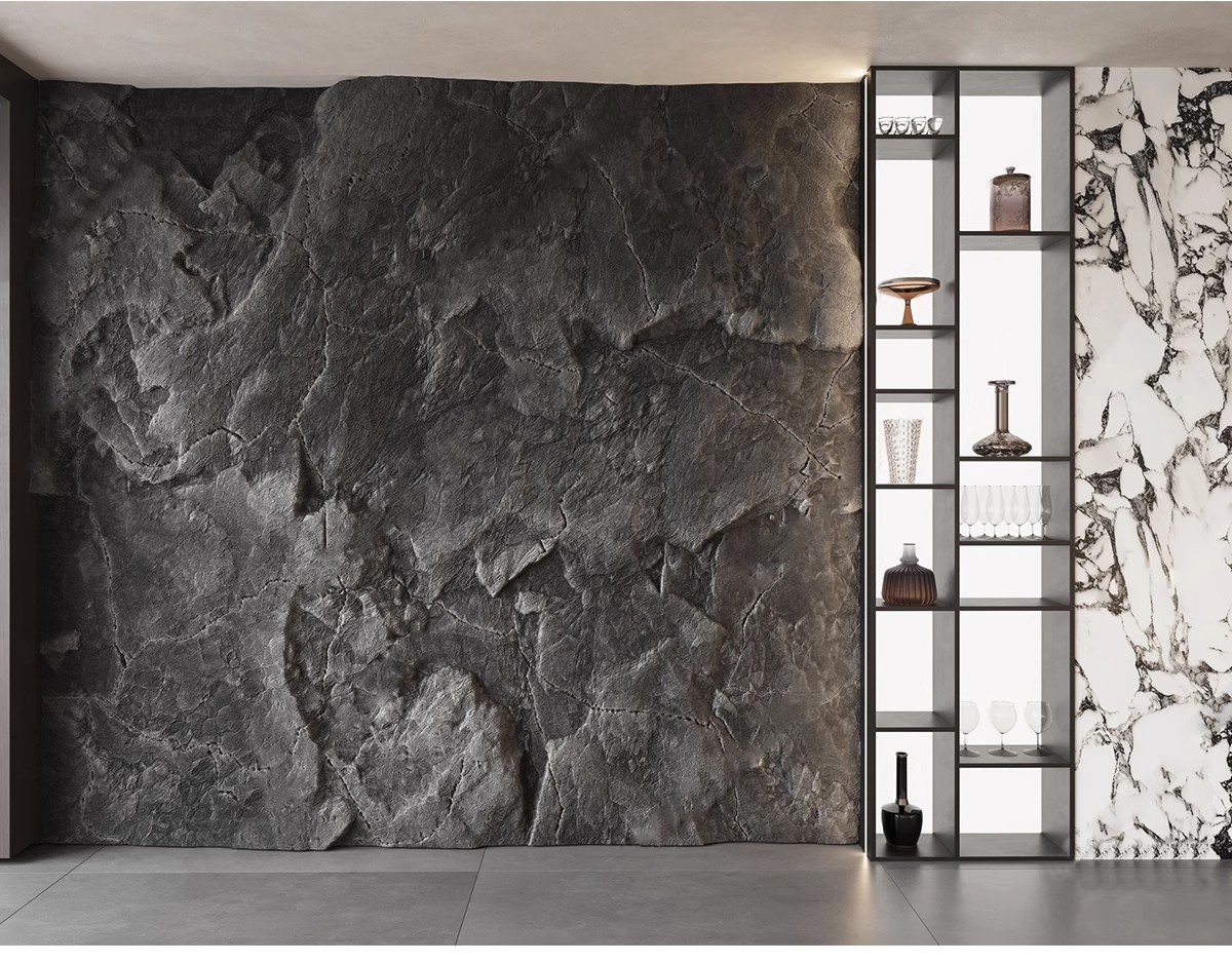 图片[5]-毛石墙面文化石熔积岩水泥石墙岩石浮雕背景墙草图大师单体SU模型-大怪兽分享