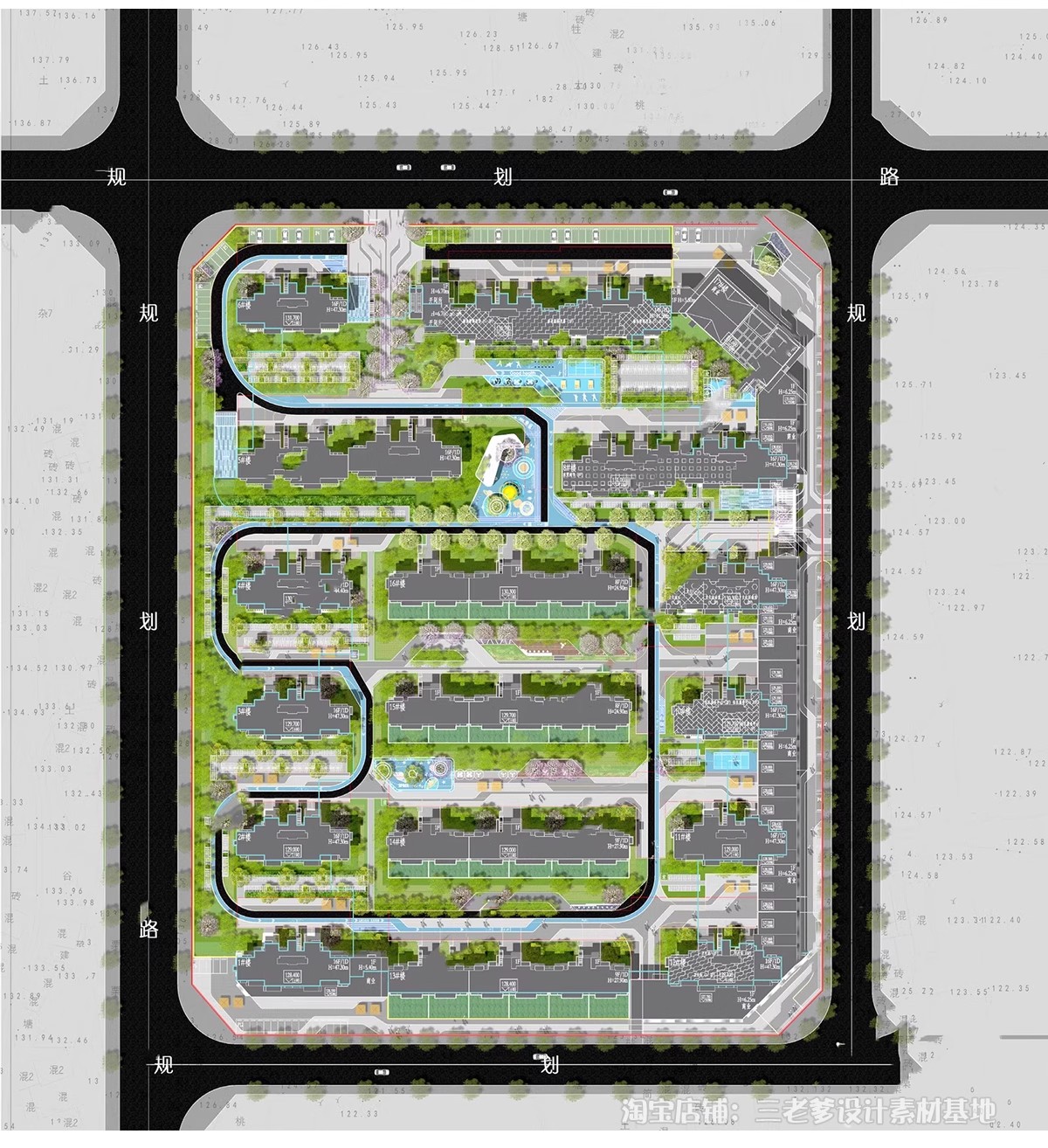 图片[4]-居住区景观CAD施工图住宅小区平面布局园林设计绿化规划方案图库-大怪兽分享