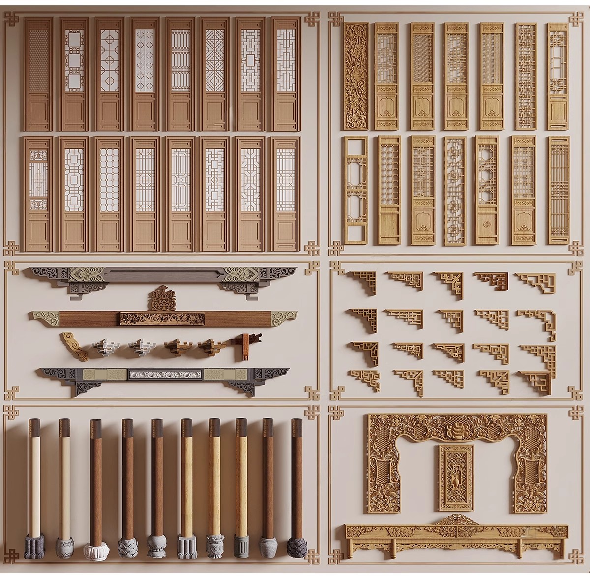 图片[5]-草图大师新中式角花角线花格窗花木雕金属镂空雕花窗镂花窗SU模型-大怪兽分享