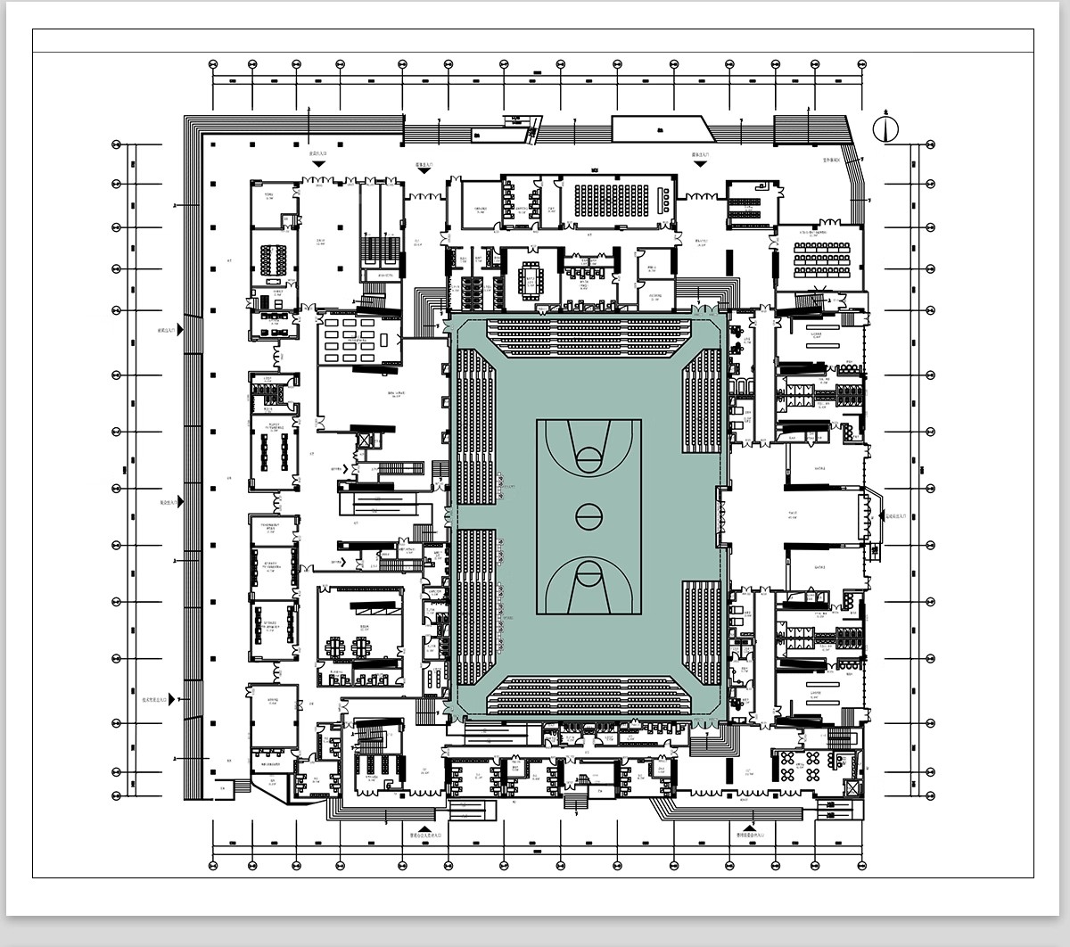 图片[5]-体育馆CAD施工图平面图篮球运动场健身中心建筑规划方案素材设计-大怪兽分享