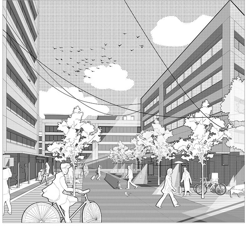 图片[6]-漫画风线稿风PS建筑线稿效果图PSD植物立面树人物分层素材SU模型-大怪兽分享
