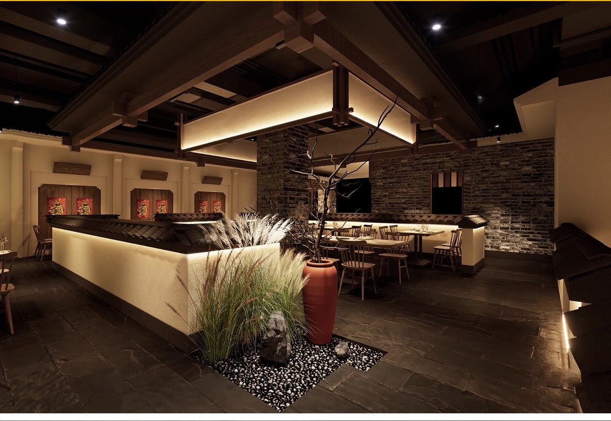 图片[6]-侘寂风餐厅室内设计饭店奶茶店咖啡厅餐饮空间工装草图大师SU模型-大怪兽分享