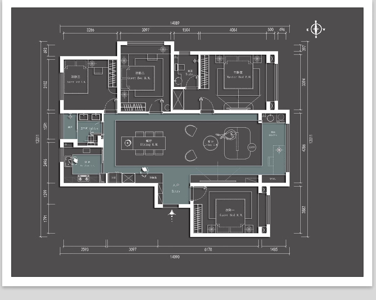 图片[6]-家装室内相同户型图改造66种不同设计方案CAD平面图布局图合集-大怪兽分享