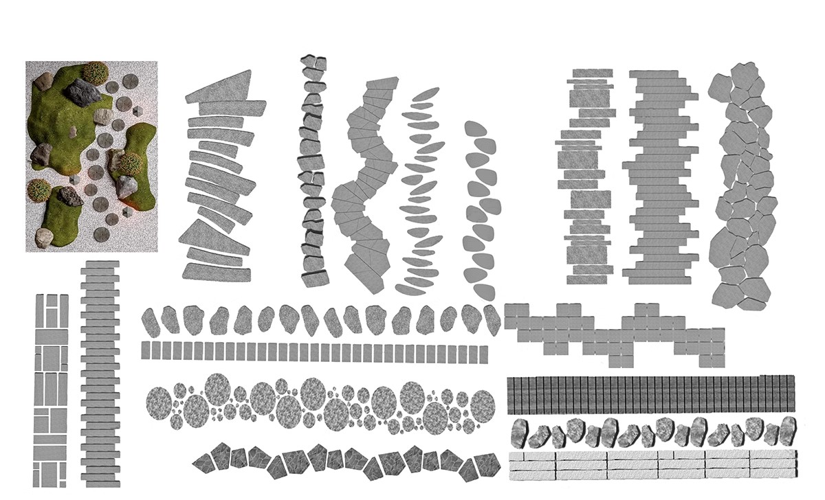 图片[6]-汀步平面彩平图psd素材公园庭院效果踏步石园林小路青石板PS拼贴-大怪兽分享