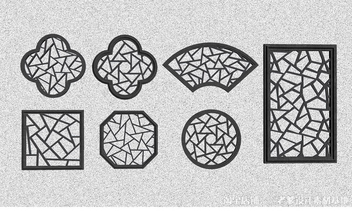 图片[6]-镂花窗雕花窗花SU模型中式窗格镂空景墙园林建筑窗户单体草图大师-大怪兽分享