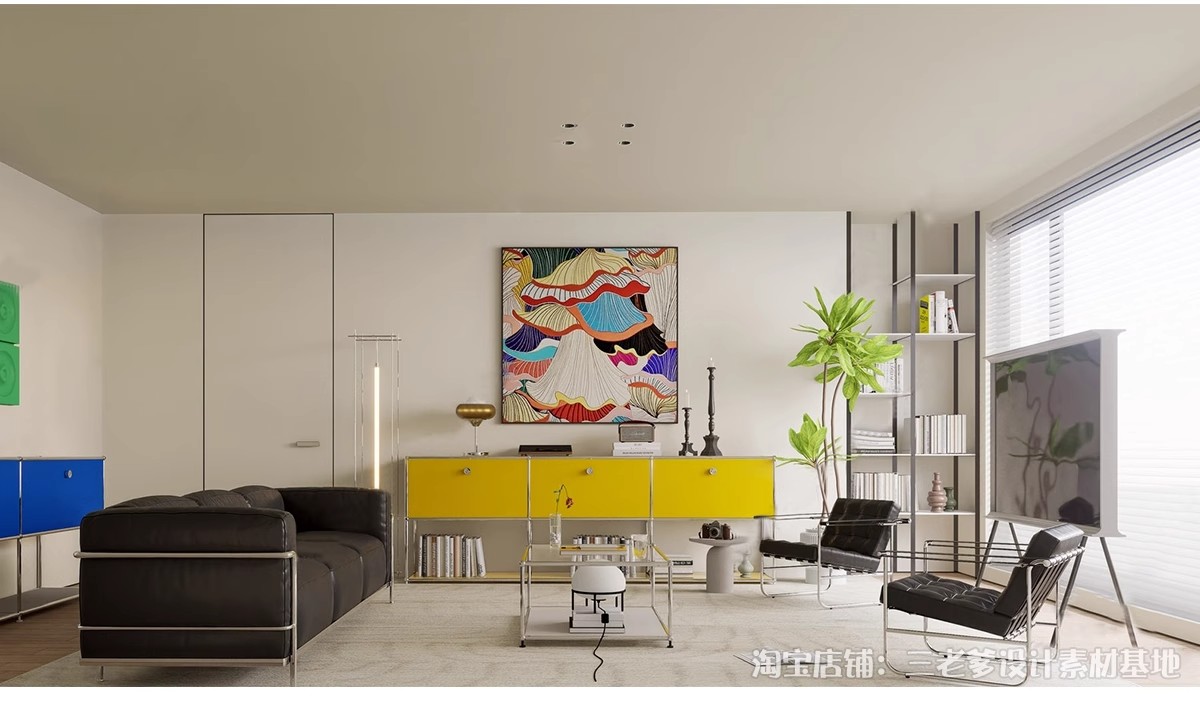 图片[6]-包豪斯家装SU模型 客厅餐厅多巴胺中古沙发桌椅家具组合草图大师-大怪兽分享