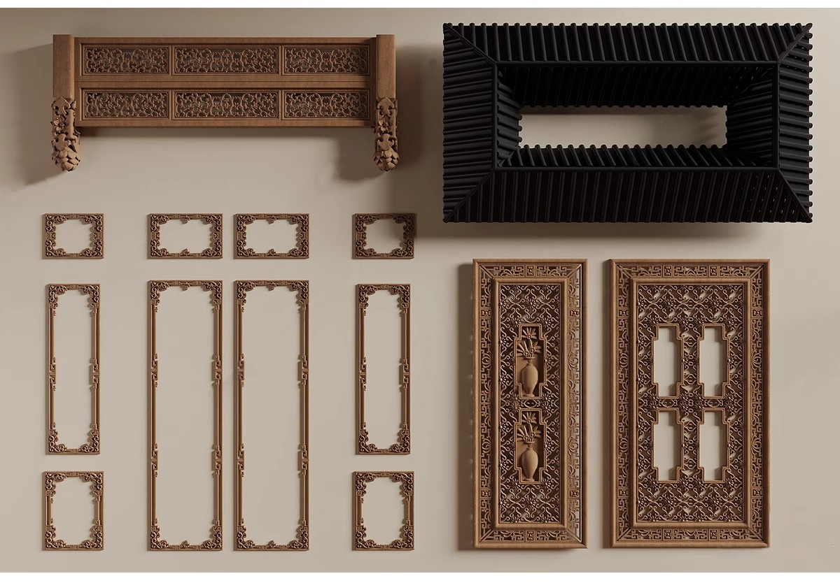 图片[6]-草图大师新中式角花角线花格窗花木雕金属镂空雕花窗镂花窗SU模型-大怪兽分享