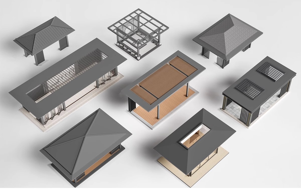 图片[6]-现代新中式庭院花园亭子会客厅铝合金景观亭铝艺休闲凉亭su模型-大怪兽分享