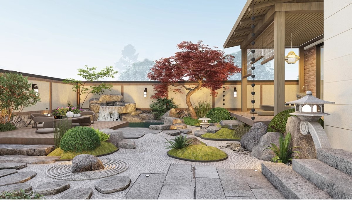 图片[6]-禅意新中式日式别墅庭院茶室枯山水景观假山流水SU模型草图大师-大怪兽分享