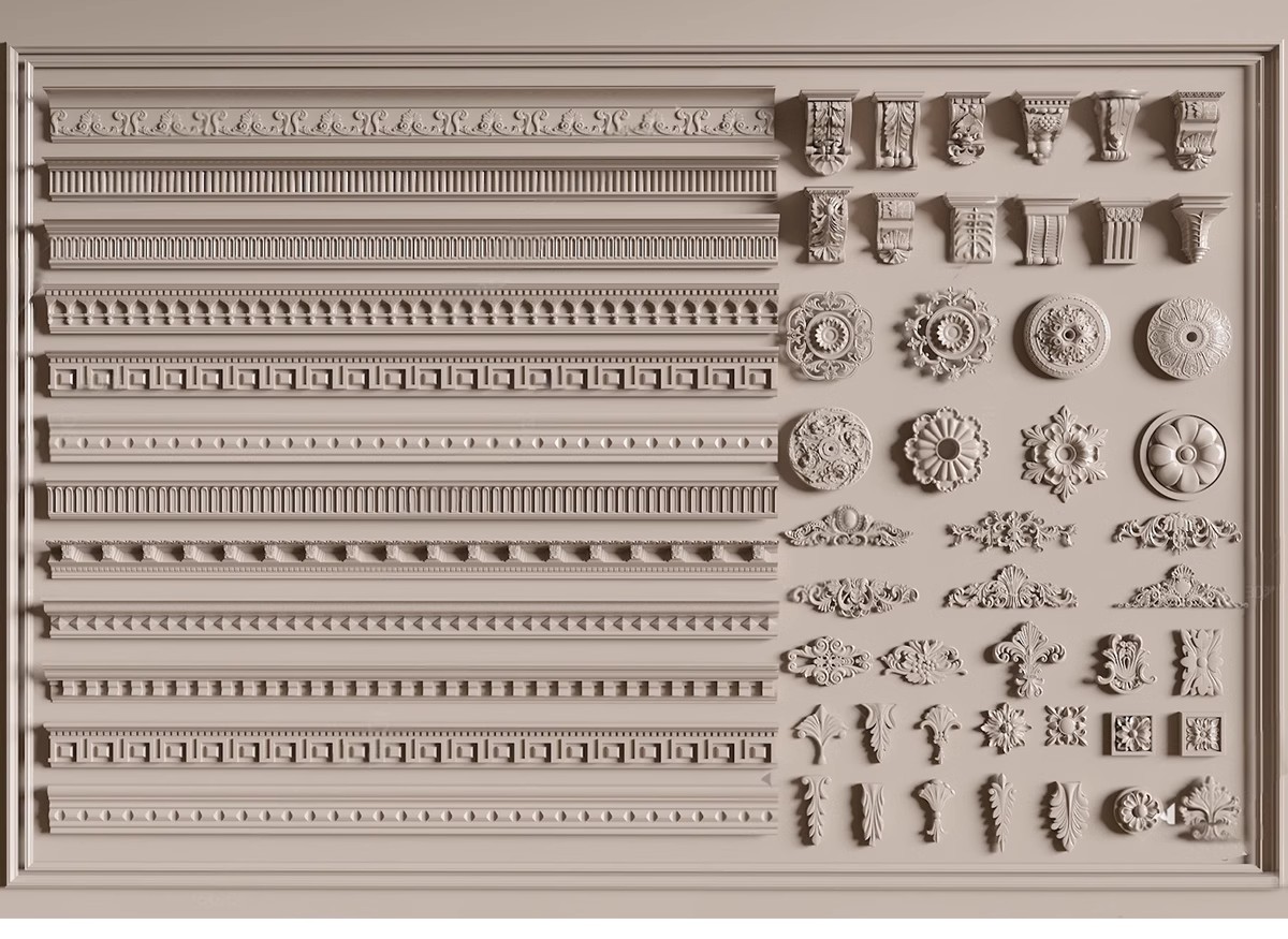 图片[7]-草图大师欧式法式雕花角花罗马柱石膏线条角线建筑构件SU模型库-大怪兽分享