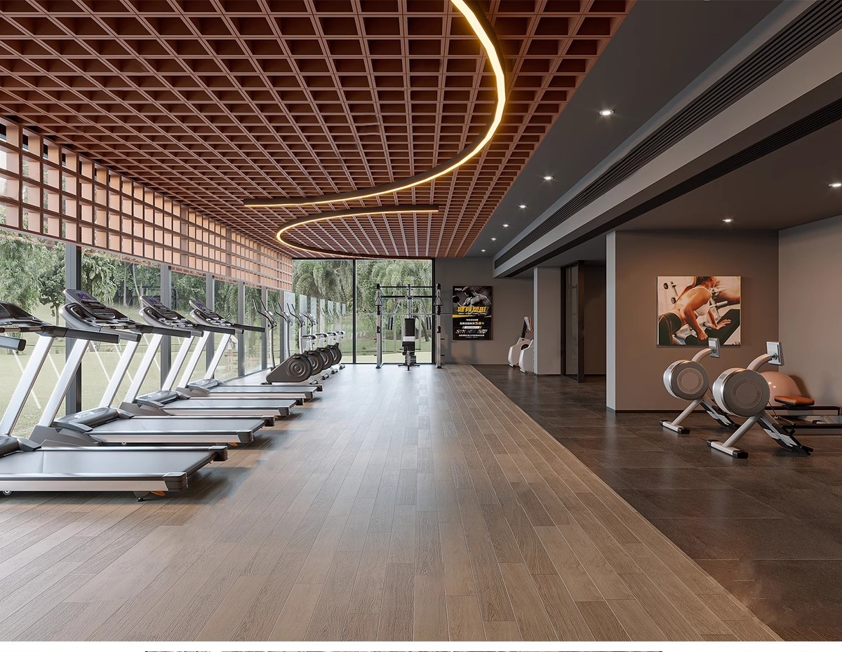 图片[7]-现代工业风健身房SU模型配套CAD施工图俱乐部私教瑜伽室草图大师-大怪兽分享