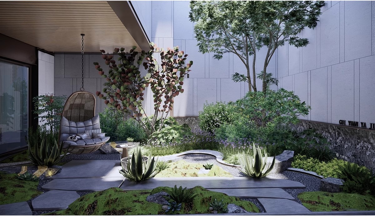 图片[7]-下沉式庭院私家花园别墅天井室内造景景观植物小品su模型草图大师-大怪兽分享