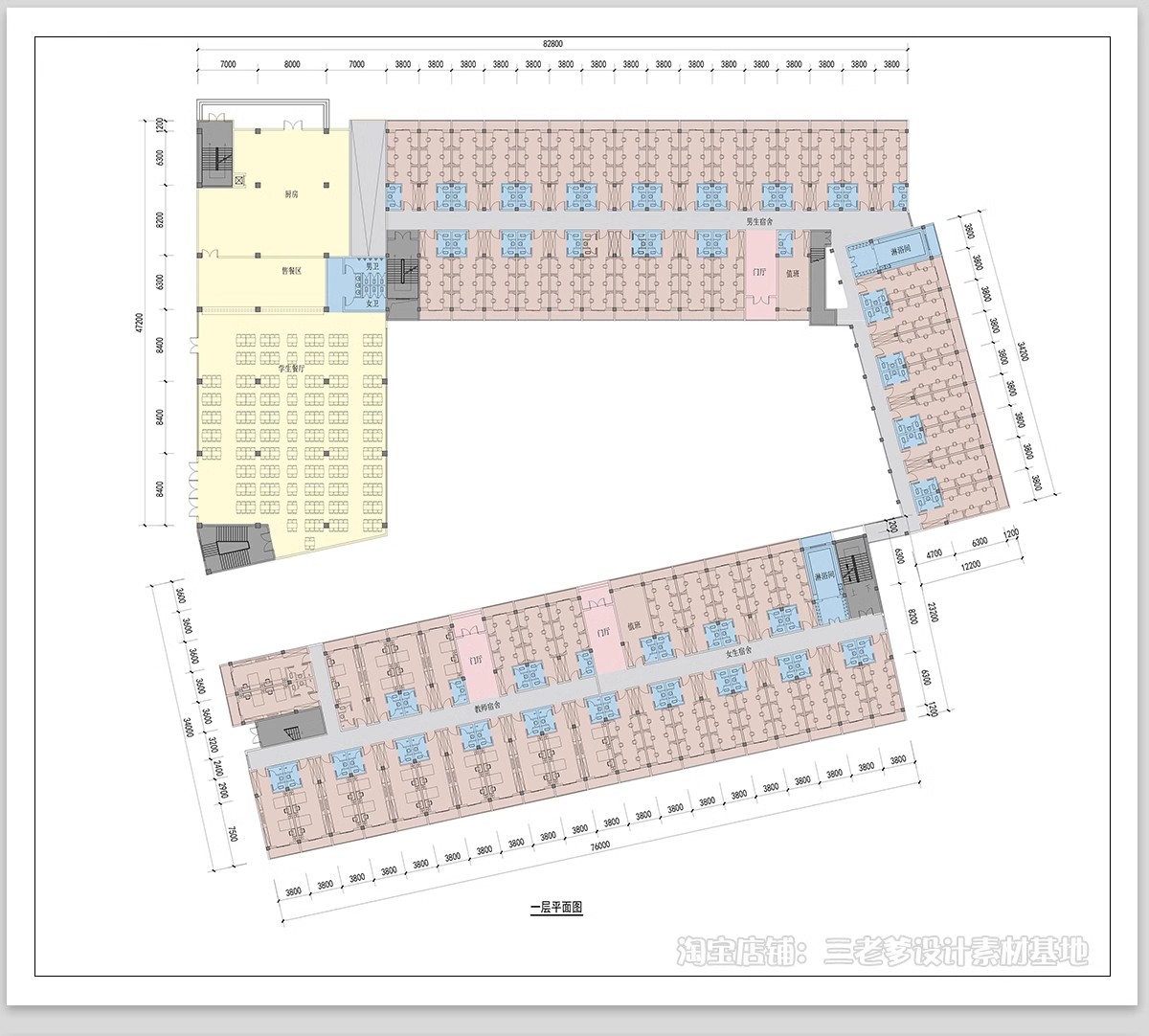 图片[7]-宿舍楼公寓楼CAD平面布局图学校职工学生建筑施工图设计布置方案-大怪兽分享