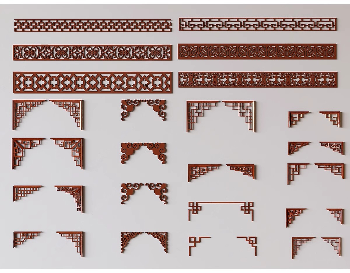 图片[7]-草图大师新中式角花角线花格窗花木雕金属镂空雕花窗镂花窗SU模型-大怪兽分享