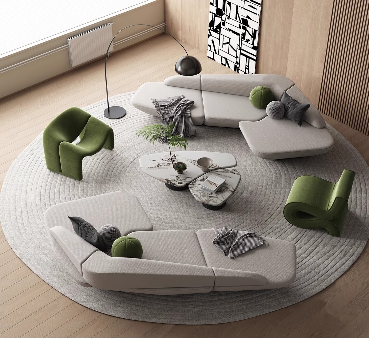 图片[7]-休闲沙发SU模型 办公室等待休息区商场接待多人单体工装草图大师-大怪兽分享