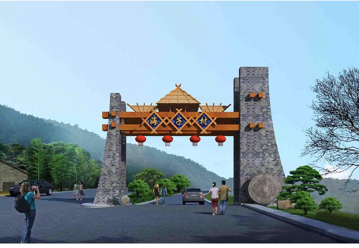 图片[8]-乡村民宿院门围墙su美丽民俗门头入户门新中式大门门口围栏SU模型-大怪兽分享