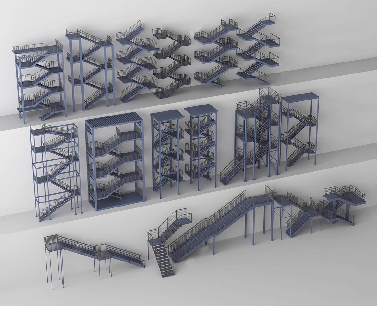 图片[8]-户外钢结构楼梯SU模型建筑工地安全爬梯设计sketchup草图大师素材-大怪兽分享